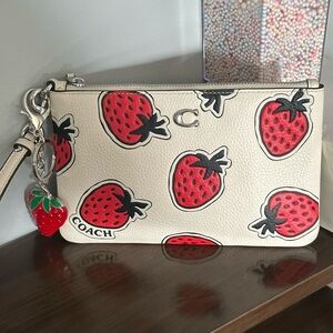 Coach essential Wristlet Wallet with Strawberry Print